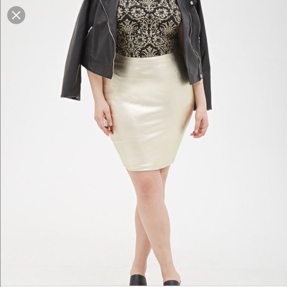 Forever 21 Gold Mini Skirt Plus Size